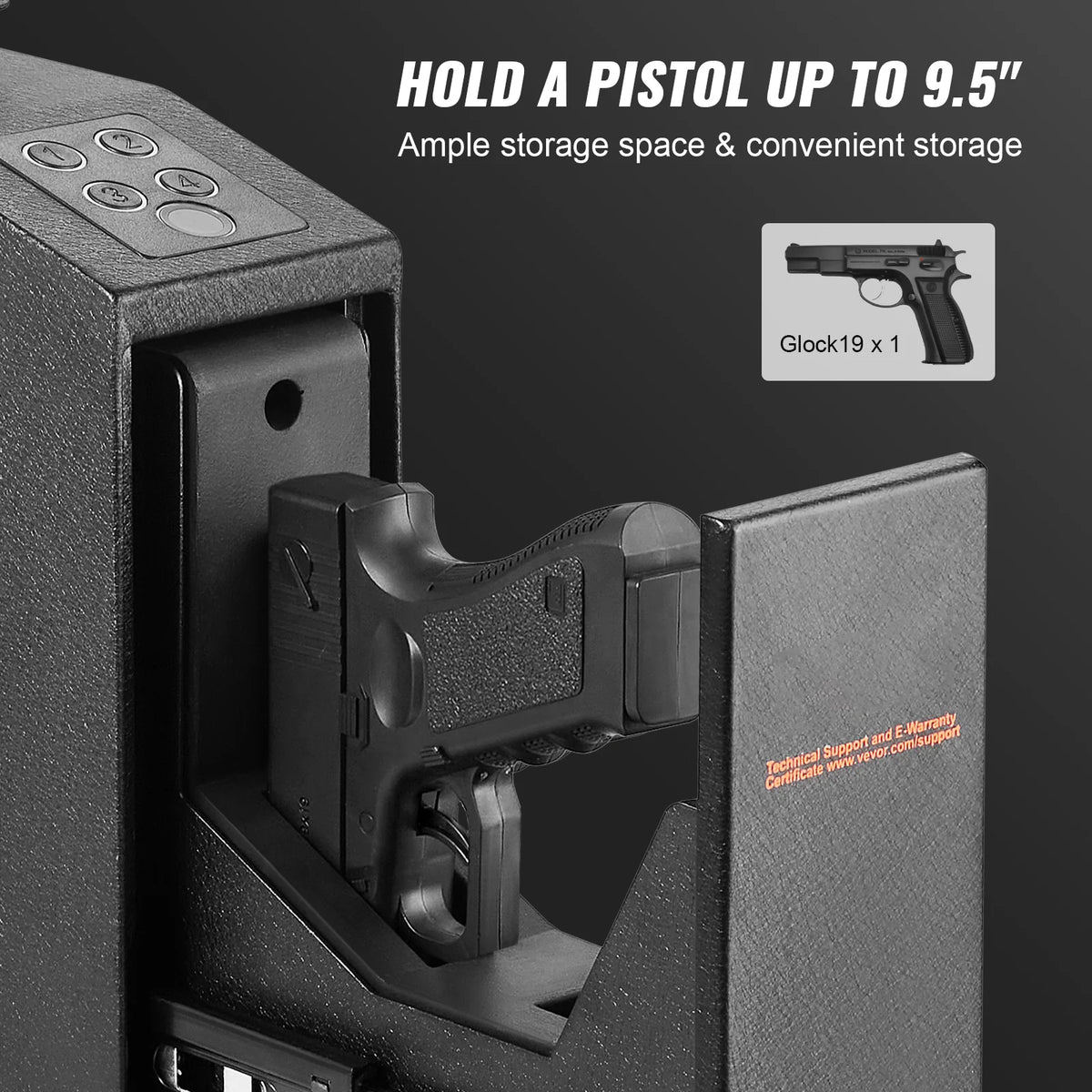 Mounted Gun Safe for Pistols, Biometric Gun Safe with Three Quick Access Ways of Fingerprints, Passwords and Keys, Handgun Safe for 1 Pistol for Home, Bedside, Nightstand, Wall