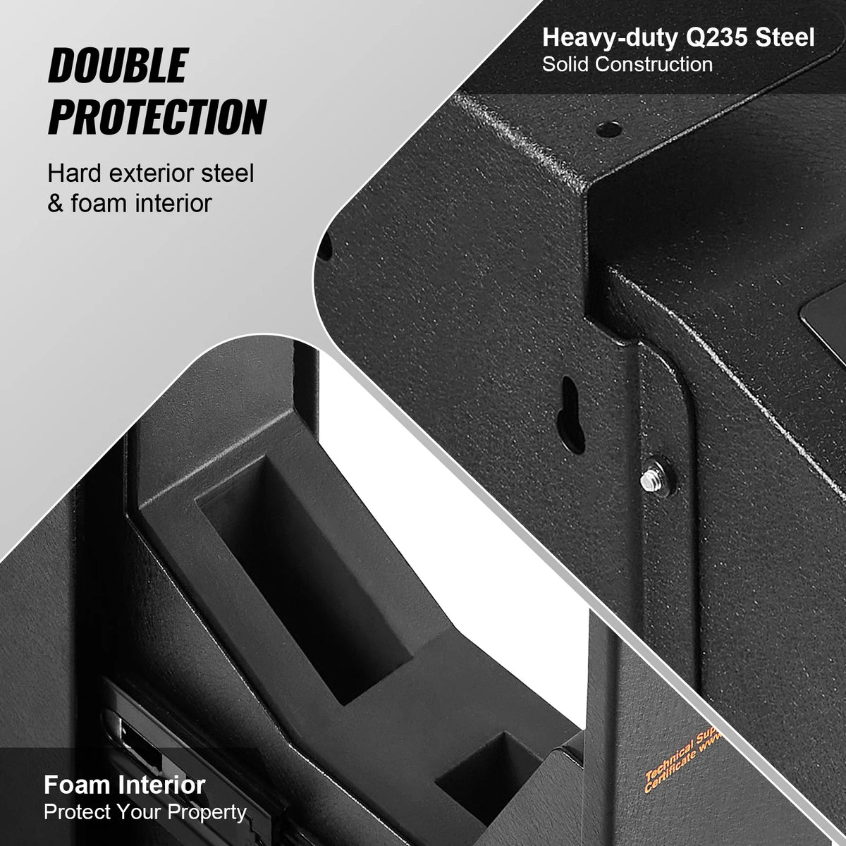 Mounted Gun Safe for Pistols, Biometric Gun Safe with Three Quick Access Ways of Fingerprints, Passwords and Keys, Handgun Safe for 1 Pistol for Home, Bedside, Nightstand, Wall