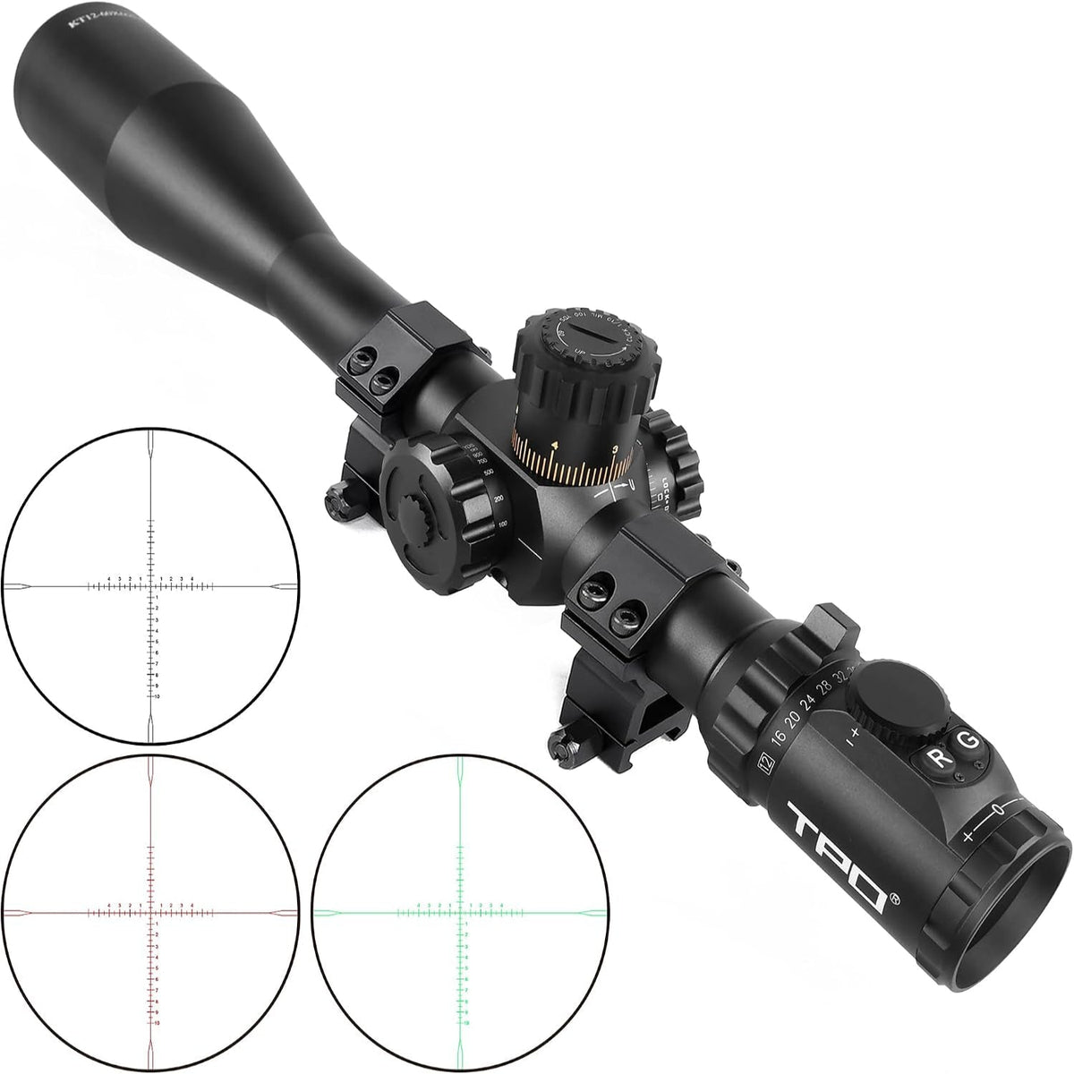 KT12-60X60SAL Long Range Rifle Scope 35Mm Tube Side Parallax Adjustment with Scope Rings
