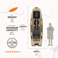 Pelican Catch PWR 100 - Sit-On-Top Fishing Kayak - Ergo360 Seating System - 10 Ft