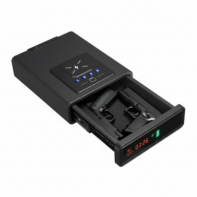 Pistol Drawer Safe Built for Quick Access, Fingerprint Recognition, 3-Way Entry, 2 Gun Capacity