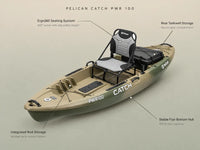 Fishing Kayak Built for Motor Ready Performance, 10 Ft Sit-On-Top, 450 lb Capacity, Ergo360 Seating — Feature Infographic